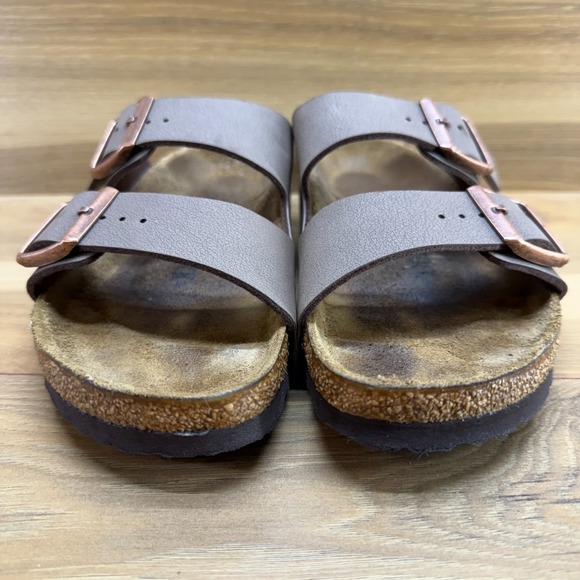 Birkenstock Arizona Sandals Womens 7 N EU 38 Birko Brown Slip On - Picture 3 of 10